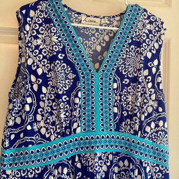 Linea by Louis dell Olio Blue Printed Maxi Dress - Picture 1 of 5